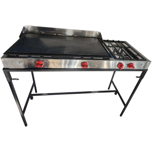 Plancha y 2 Quemadores Base en Acero Inoxidable (PLANCHA2)