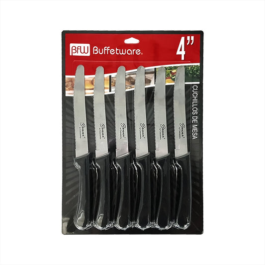 Juego 6 Cuchillos Mesa Sierra 4 Pulgadas Punta Redonda (MCCMP04R)