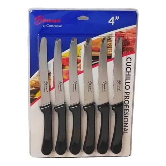 Juego 6 Cuchillos Mesa Sierra 4 Pulgadas Punta Redonda (MCCMP04R)