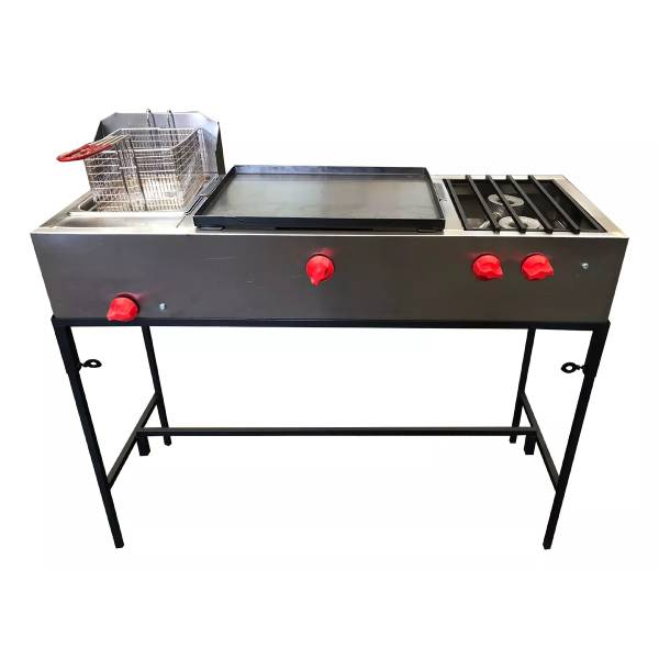 Plancha Freidora Parilla 2 Quemadores Base en Acero Inoxidable (MULTIPLE)