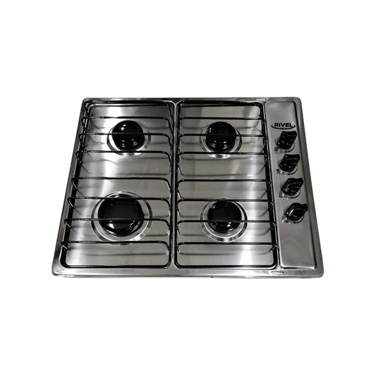 Estufa Empotrable Acero Inoxidable 4 Quemadores Encendido Manual (0439)