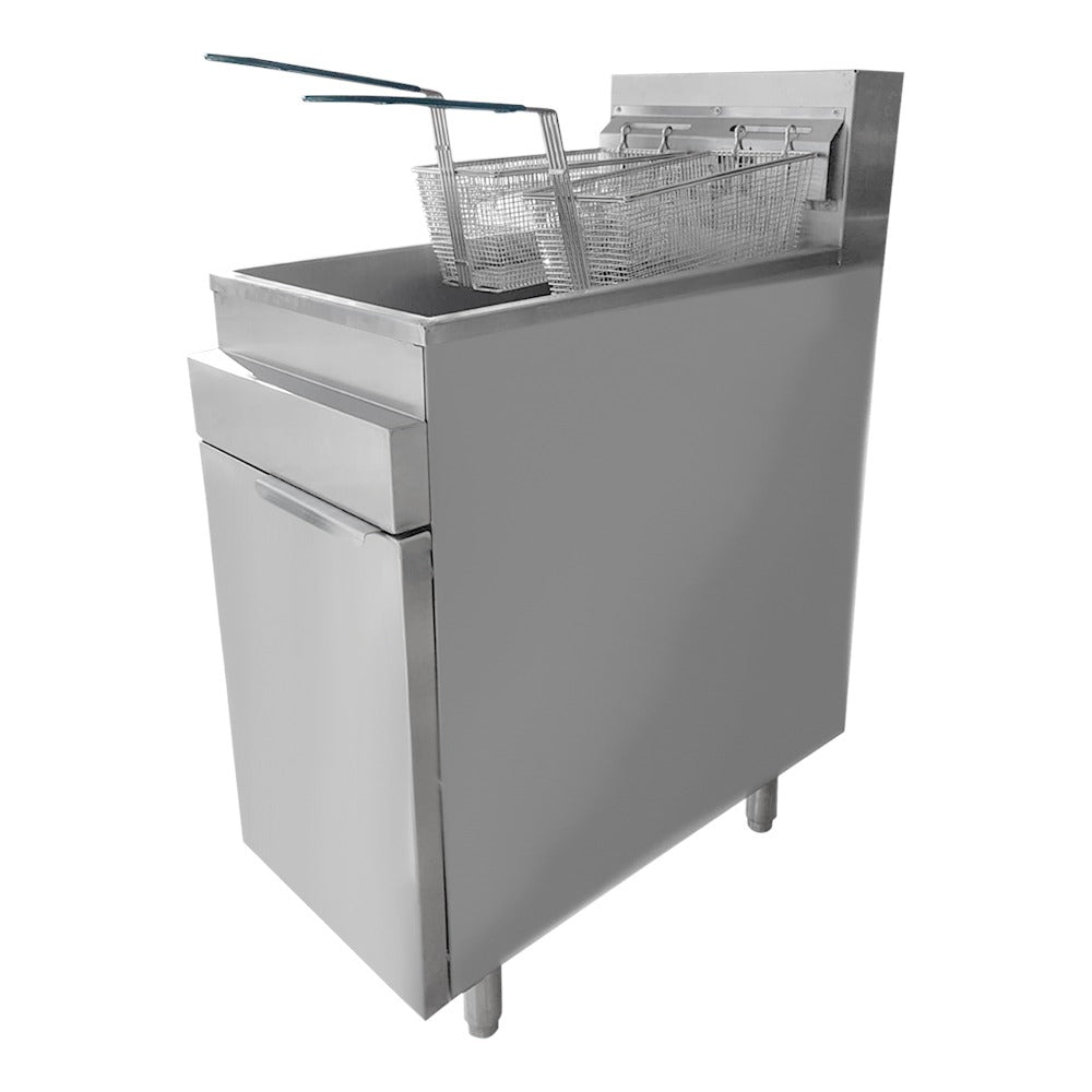 Freidora Marca Flame Acero Inoxidable 3 Quemadores 35000 BTU por Quemador 20 Litros 2 Canastas (EFREF2X20)