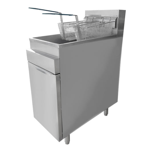 Freidora Marca Flame Acero Inoxidable 3 Quemadores 35000 BTU por Quemador 20 Litros 2 Canastas (EFREF2X20)