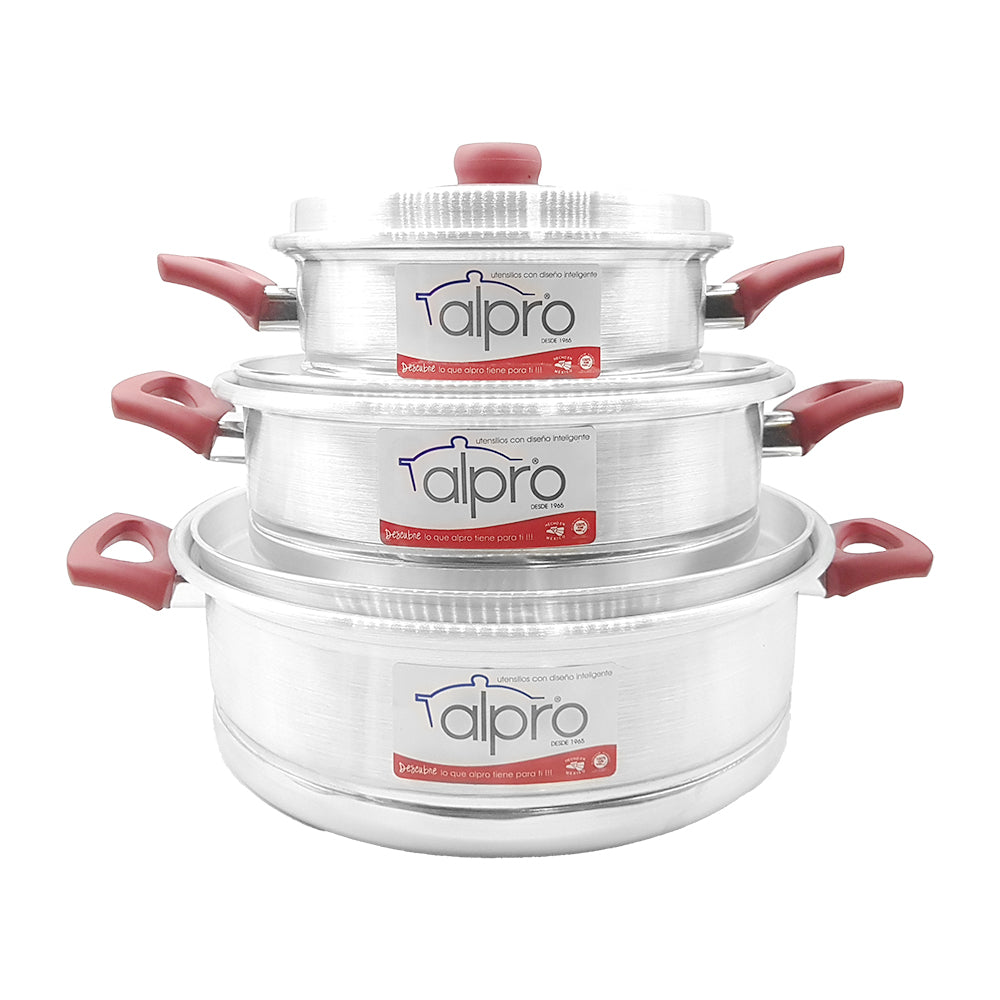 Juego 3 Budineras de Luxe Aluminio 22, 26 y 30cm 3, 5 y 7 Litros (0798)