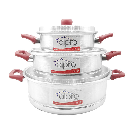 Juego 3 Budineras de Luxe Aluminio 22, 26 y 30cm 3, 5 y 7 Litros (0798)