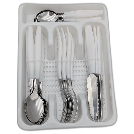 Juego de Cubiertos 24 piezas con Pota Cubierta Blanca (2547)