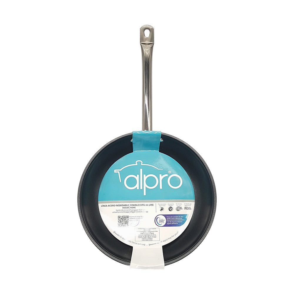 Sarten 26 Centimetros Acero Inoxidable Mango Negro (9855)