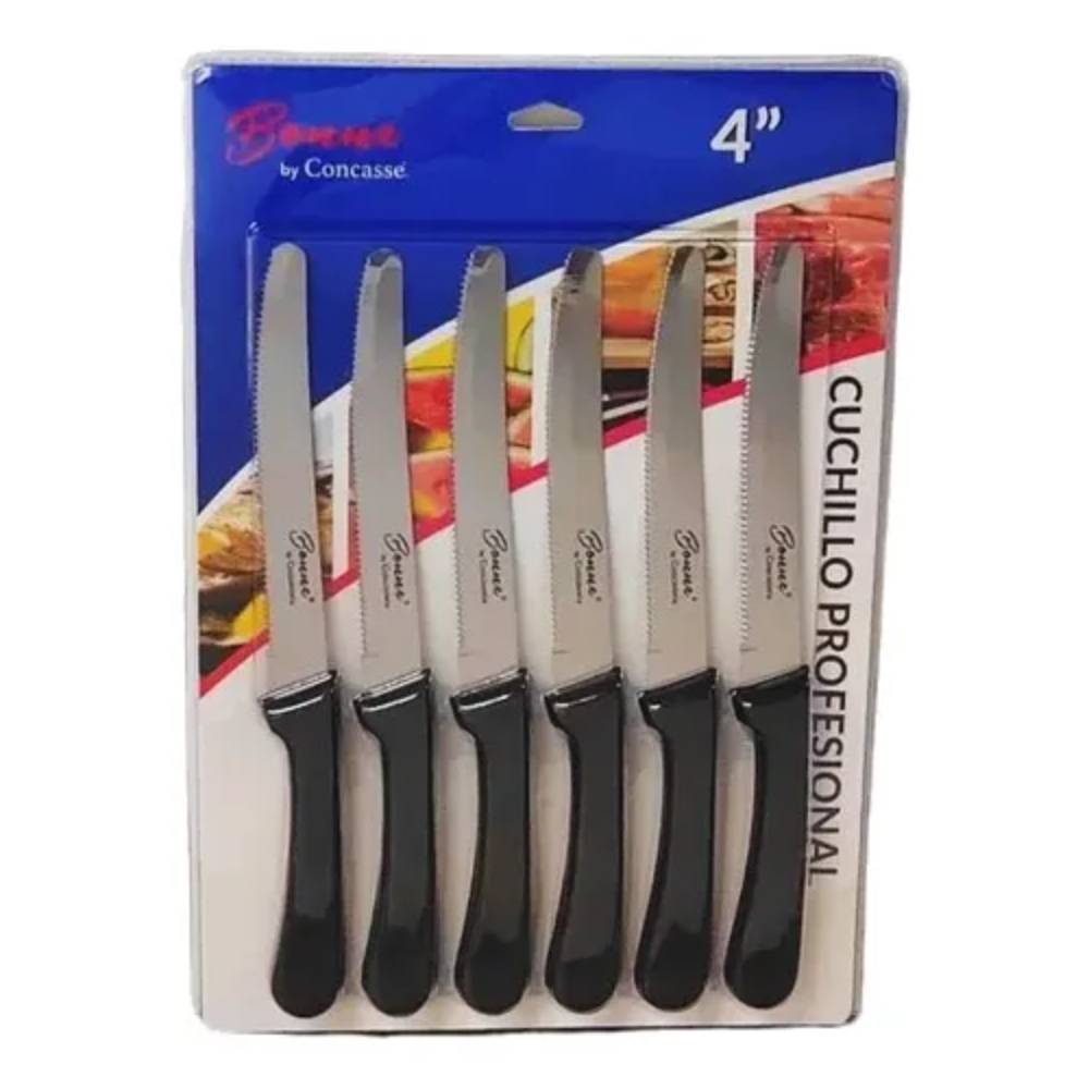 Juego 6 Cuchillos Mesa Sierra 4 Pulgadas Punta Redonda (MCCMP04R)